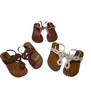 3 Pairs of Sandals Merona SO Braided White Tan Patent Pink